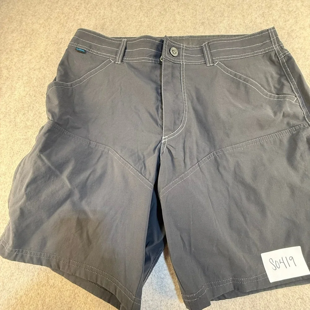 KUHL Renegade Cargo Shorts Mens 34 Charcoal Gray Hiking Quick Dry 10 Inseam